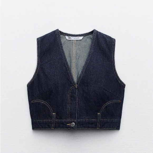NEW! Zara Dark Denim TRF Vest - Picture 2 of 13